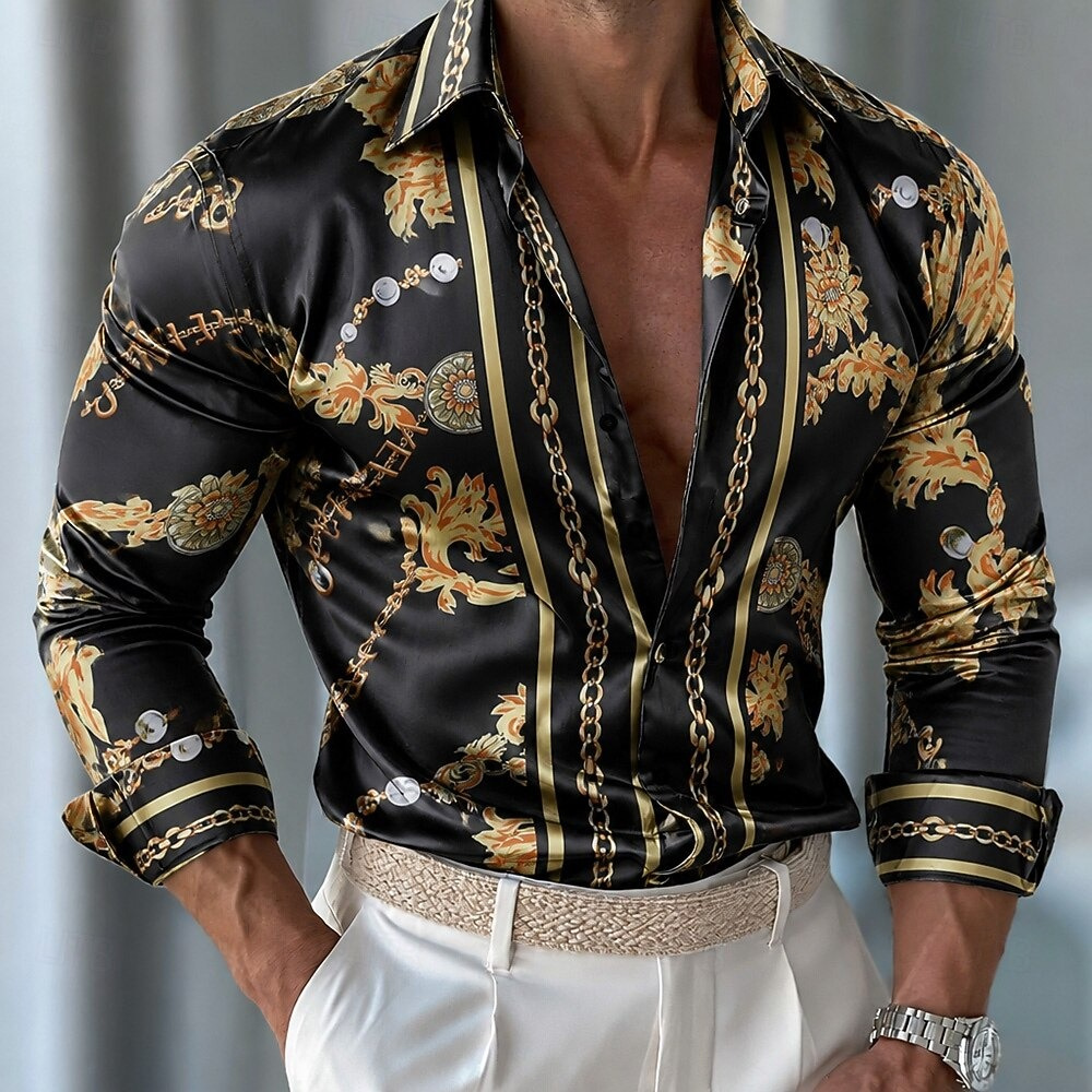 Men's Floral Satin Shirt Forma - огляд і ціна Men Formal Party Wear Shirt