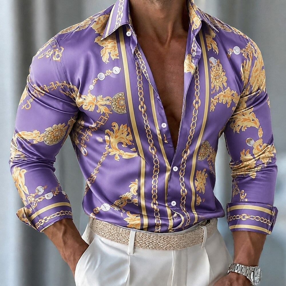 Men's Floral Satin Shirt Forma - огляд і ціна Men Formal Party Wear Shirt