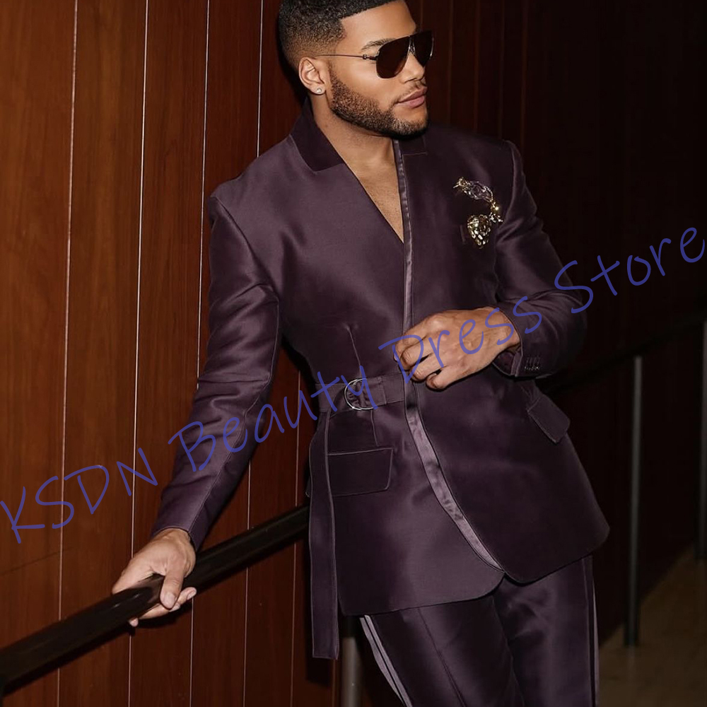 Elegant Purple Satin Men’s Sui - огляд і ціна Men Formal Wear Purple