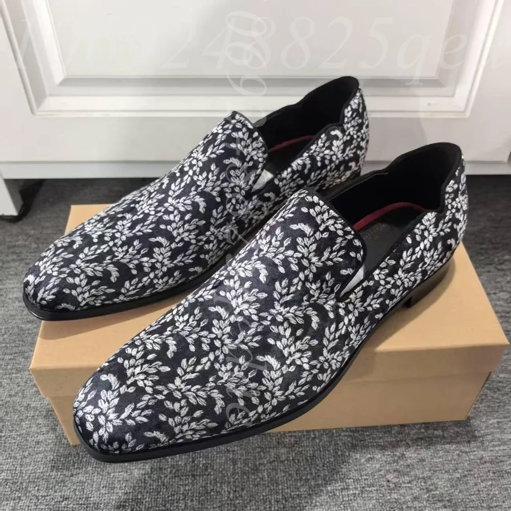 Men's Black Floral Slip-On Loa - огляд і ціна Formal Upper Wear Men